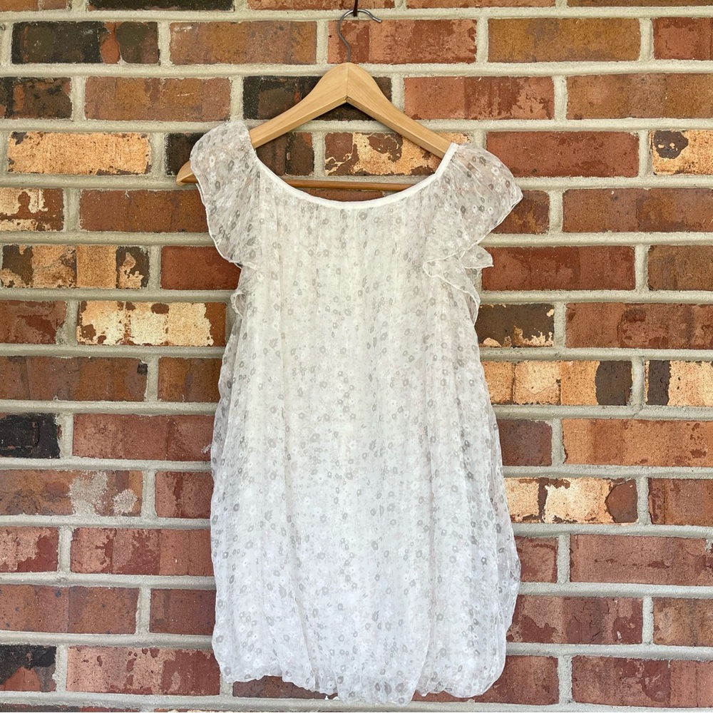 Luisa Ricci Silk Blouse Womens White Floral Italy Sheer Lined Flowy Top Size M